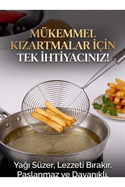 RED KİTCHEN Paslanmaz Çelik Tel Kevgir - Çıtır Kızartma Ve Yağ Süzme Süzgeci