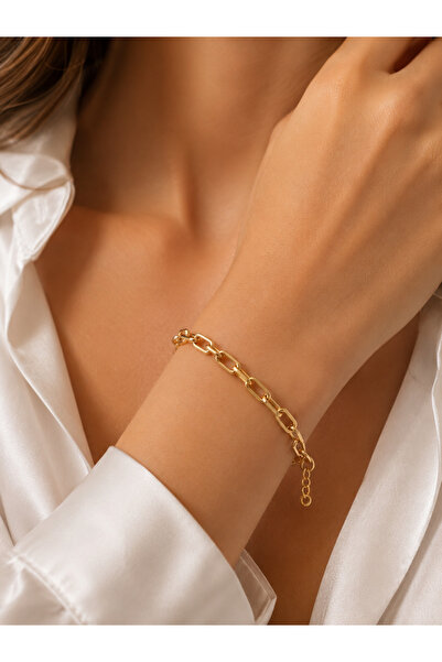 Miore takı Women's Gold Thick Chain Bracelet – Modern Adjustable Stylish Design