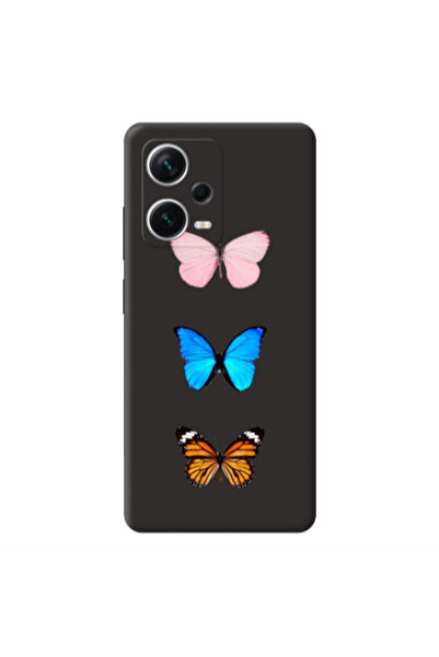 Other Xiaomi Poco X5 Triple Butterfly Black Colored Silicone TPU Θήκη