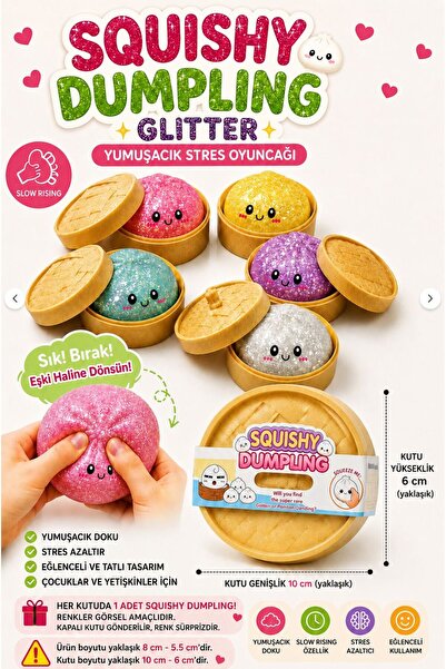 Gezinfini Hediyelik Büyük boy Simli çin mantısı | Dumpling Squishy | Viral Fi...