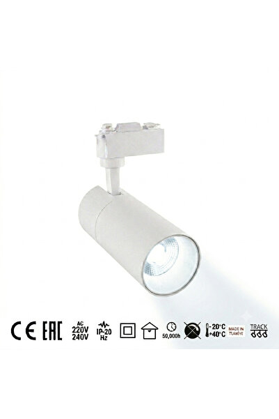 ACK 10W Alüminyum LED Ray Spot Armatür Beyaz Kasa 6500K Beyaz Işık AD30-01030