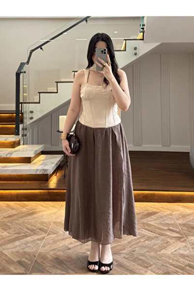 My Blog Brown Pieced Skirt -2Y3410