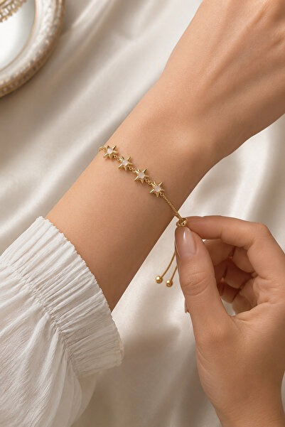 Vitastyle Gold Color Zircon Stone Star Model Elevator Bracelet