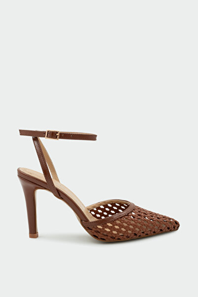 LAMİNTA Erich Knitted Detailed Women's Tan Heeled Shoes