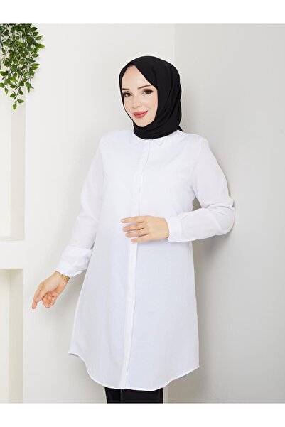 YAZGI MODA YAZGIMODA Uzun Kesim Klasik Gömlek Tunik