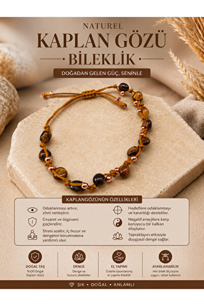 OSMANLI DOĞAL TAŞ Sertifikalı Kaplan Gözü Bileklik ( Naturel Merdiven Kapama )