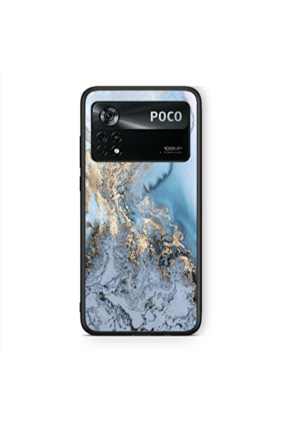 Other Xiaomi Poco X4 Pro Marble Gold Design Black Glossy Θήκη