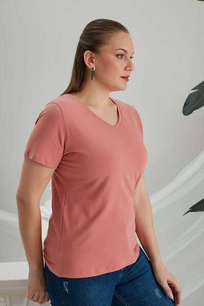 RMG Gamze Moda Large Size V-Neck T-Shirt