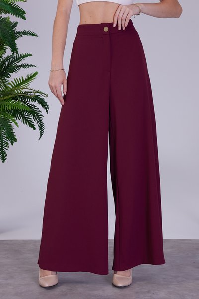 sehatex NİLLS Crep Kumaş Beli Lastikli Rahat Kesim Kadın Pantolon NİLLS00004