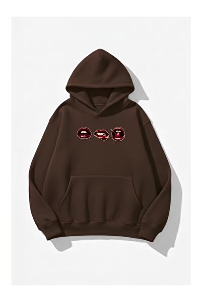 ZİYMO Women's Hooded Printed Relaxed Fit Sweatshirt