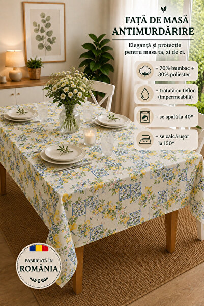 RALEX PUCIOASA Față de masă anti-pată 160x220cm, impermeabilă cu teflon, 70% ...
