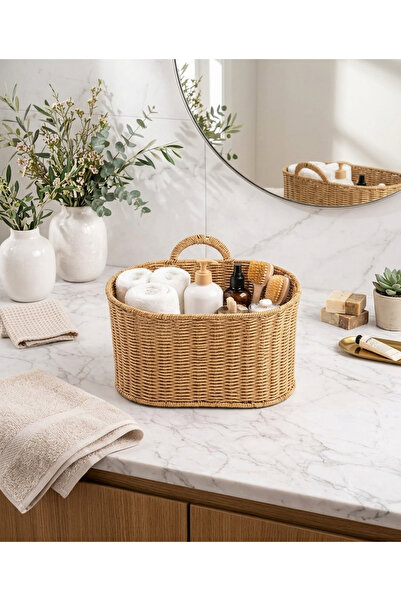 Dekor köşesi Wicker Rattan Top Hanging Organizer Basket Organizer
