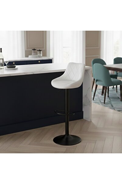Al Hadaya Mall Contemporary Style White Leatherette Counter Chair - White - 1...