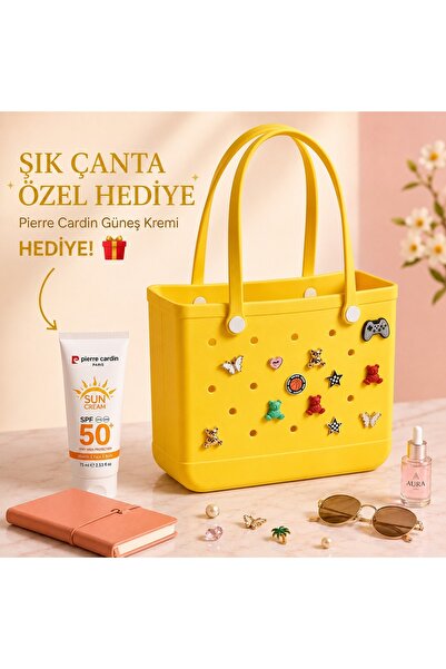 VELLİNE Kadın Plaj Çanta – Delikli EVA Malzeme – Suya Dayanıklı – Güneş Kremi...