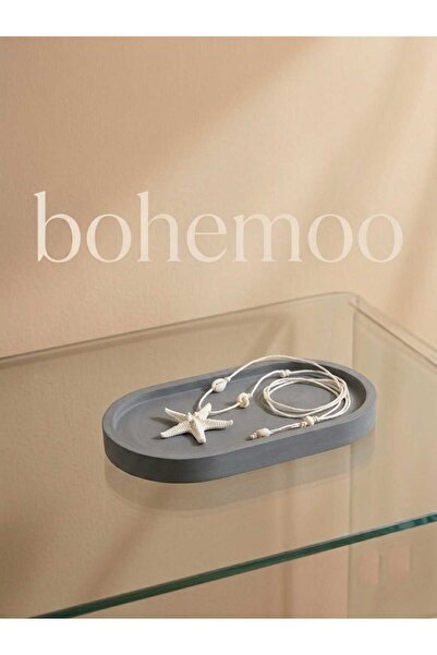 Bohemoo Oval Dekoratif Tepsi, Takı Düzenleyici, Taş Tozu Sunumluk, Minimalist...