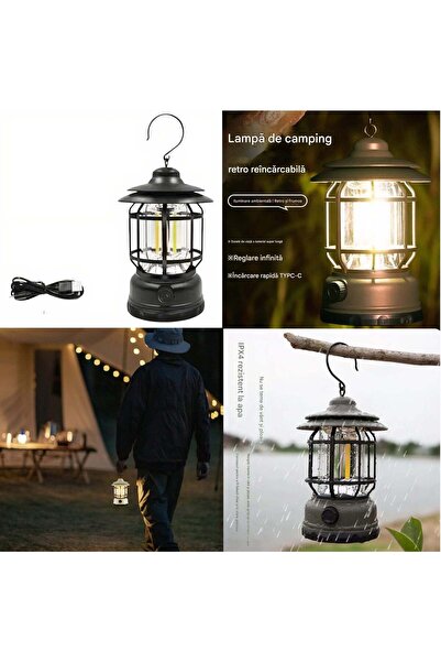 CASA JOY Lampă LED portabilă 17 x 9 cm cu reglare a luminozității, încărcare ...
