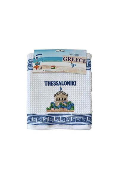 Tradesor Πετσέτα ποτηρόπανο Souvenir με κέντημα - Σετ 12pcs - Thessaloniki - ...