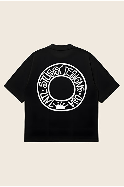 Moon Dancer Stussy Design Printed Oversize Boxy Cut Unisex 100% Cotton Printe...
