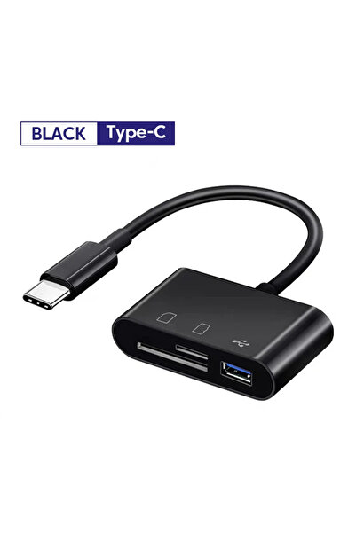 Choice black 3 In 1 Type C Adapter TF SD Memory Card Reader OTG USB C USB2.0 ...