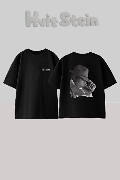 Hvit Stein تي شيرت Notorious BIG Design مطبوع من الخلف مصنوع من القطن باللون ...