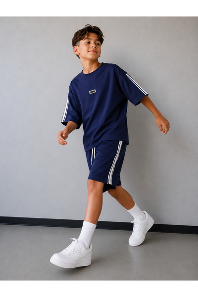 Rotito Boy's 2 Thread Stripe Detailed Oversize Shorts Set