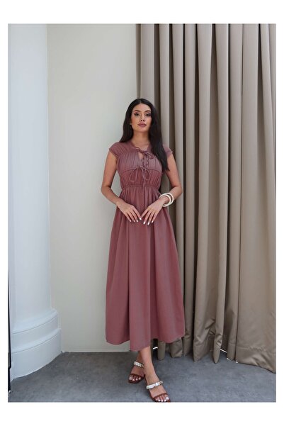 ESRAHELVACI Zero Sleeve Dress with Elastic Waist