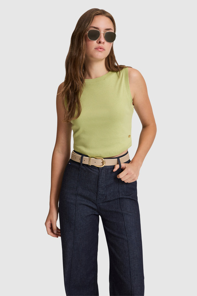 U.S. Polo Assn. Kadın Yeşil Bisiklet Yaka Basic Tişört 50321822-VR016
