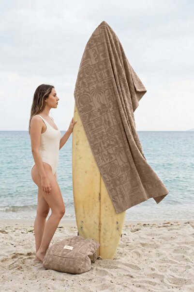 İrya Kayora 100% Cotton Beach Towel 80X170 cm Sand Beige
