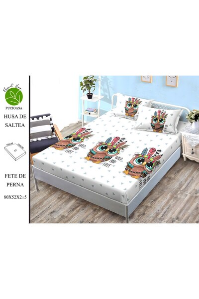 naniland.ro Husă de Pat Finet 2 Persoane 3 Piese cu Elastic 180x200 cm, Model...