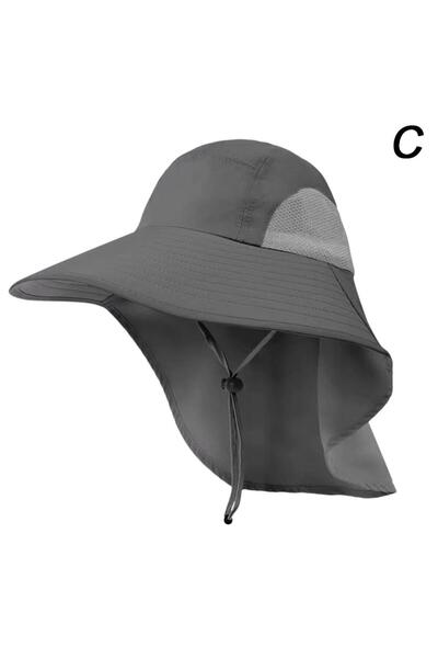 Choice3 dark gray Outdoor Fisherman Hat Wide Brim Bucket Hat With Neck Hiking...
