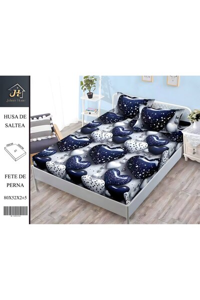 naniland.ro Husă de Pat Finet 2 Persoane 3 Piese cu Elastic 180x200 cm, Model...