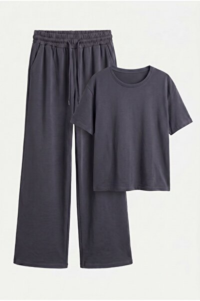 NOTHING Tricou tricotat elastic cu croială relaxată și pantaloni de trening c...