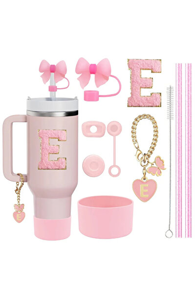 Choice23 E-Letter-Pink-10pcs 10PCS Accessories Set for Stanley Cup, 2 Straw a...