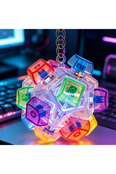 choice2 mixed color LED Light-Up Keychain Keyboard Clickable Button Fidget To...