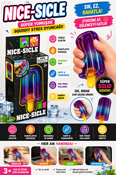 Firsatkolay Nice-Sicle Dondurma Squishy Oyuncak – Süper Yumuşak Sıkılabilir S...