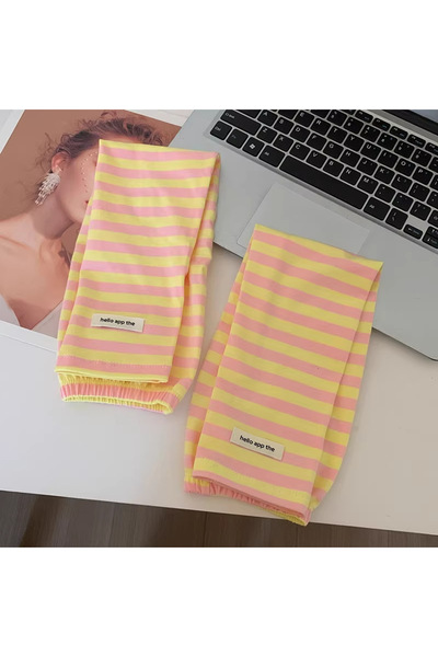 Choice1 YELLOW Color Blocked Striped Loose Sleeves for Women's New Outdoor Cy...