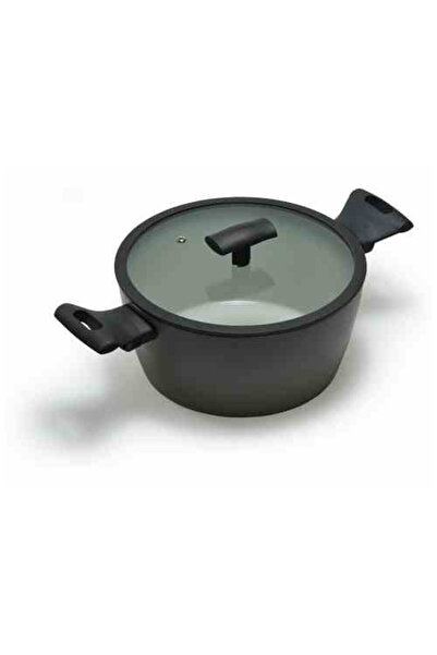 moneta Oala Melodia 20cm, aluminiu reciclat, neagra cu gri, cu capac din sticla