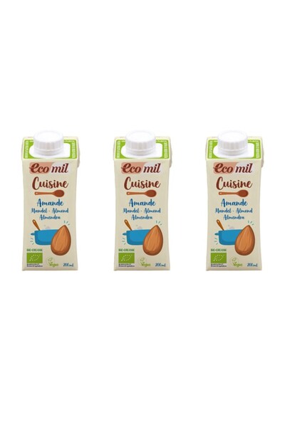 Ecomil 3 x Βιολογική κρέμα αμυγδάλου, για μαγειρική χρήση, 200ml Cuisine