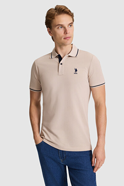 U.S. Polo Assn. تي شيرت رجالي بقصة ضيقة وياقة بولو من تا شيرت ستون سليم فيت 5...