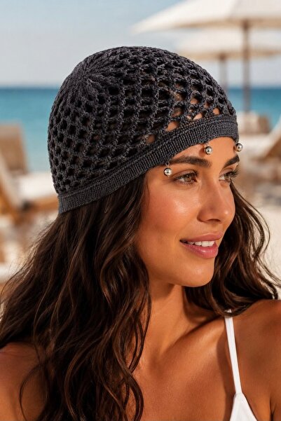 Süspüs Accessories Beach Icon Premium Pearl Detailed Summer Knit Hat