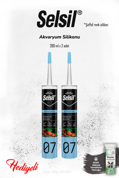 Selsil 280 ml Akvaryum Silikon, 2 adet ve ROSIE
