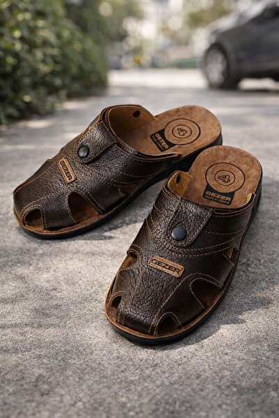 AlbiShoes Ανδρικά πέδιλα-παντόφλες Gezer με κλειστό μπροστινό μέρος, άνετη μα...
