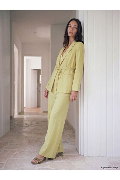 LC Waikiki Lcw Everyday Yellow Elastic Waist Modal Blend Women's Trousers