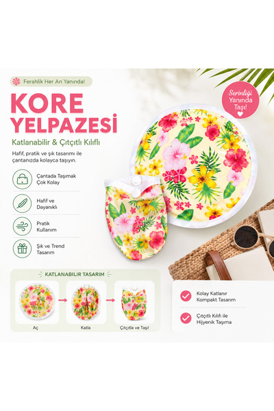 beneficio Katlanabilir Kore Yelpazesi Çıtçıtlı Kılıflı Taşınabilir El Yelpaze...