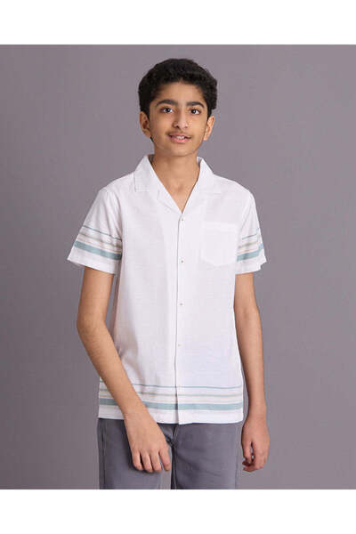 REDTAG Senior Boys White Printed Casual Shirt