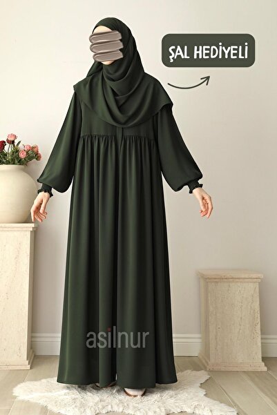 ASİLNUR Şevval Ferace Shawl Gift Set Khaki