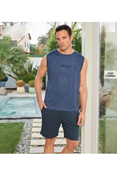 Pijamoni Muški set pidžame bez rukava sa okruglim izrezom i šortsa 6180/8 - 1...