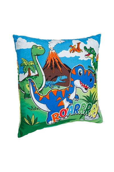 Z Store Pernă decorativă cu dinozauri pentru copii - Verde, 30x30cm