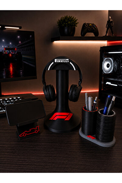 MSVstudio3d Oyuncu Masası Organizer Seti 3’lü Kulaklık Standı Telefon Standı ...