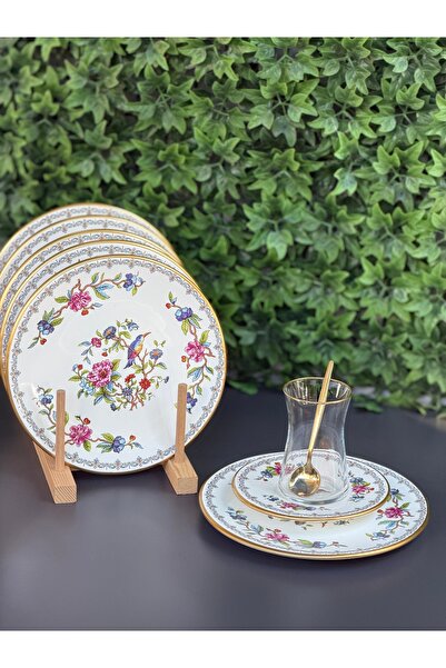 Hediye Köşkü 6 Kişilik 24 parça Birds Pasta Tabaklı Çay Set